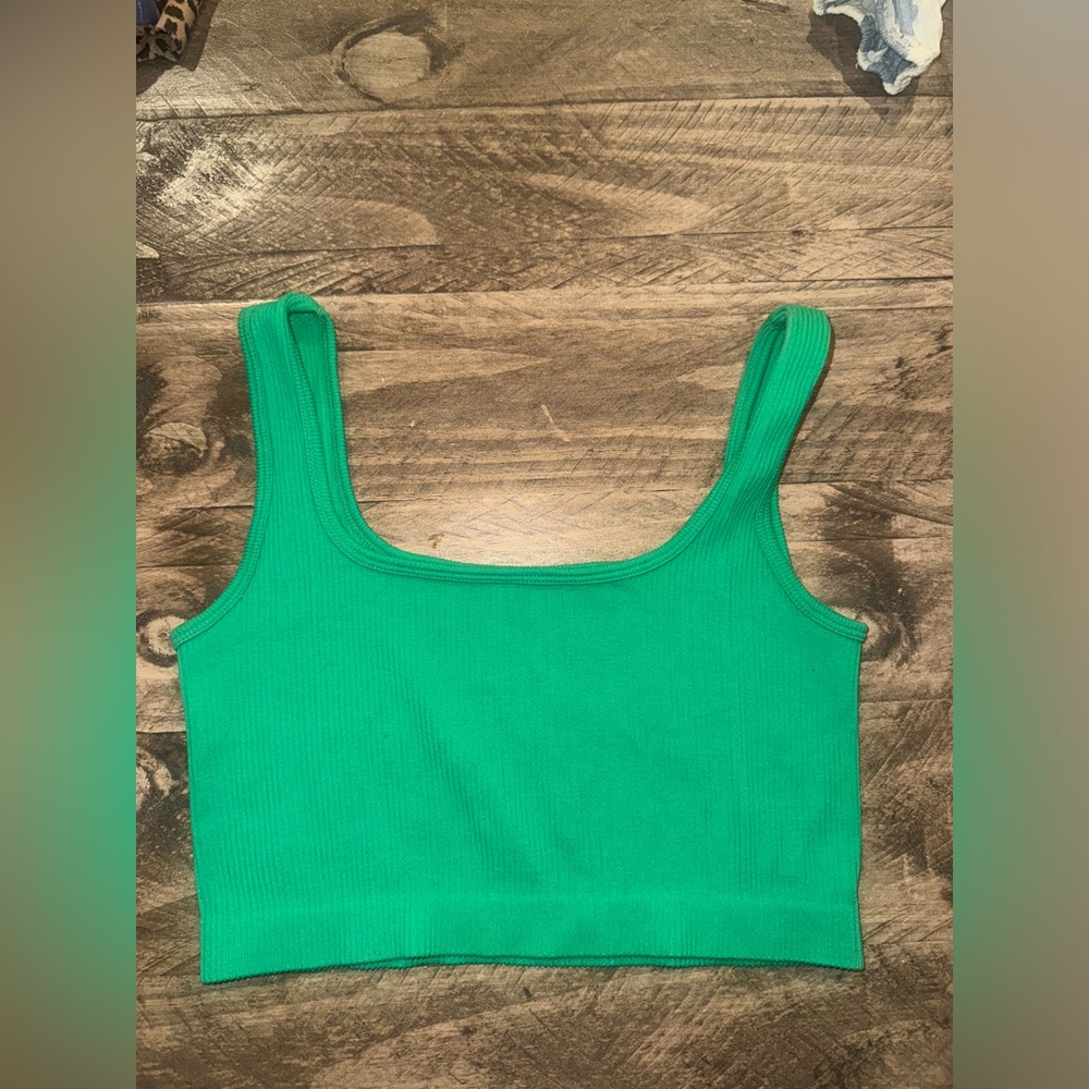 Ambiance Green Fitted Crop Tank Top